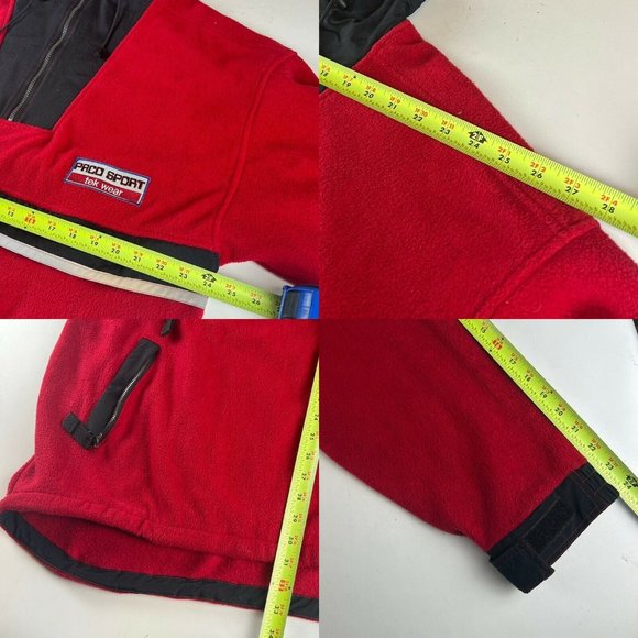 VTG Paco Sport Fleece 1/2 Zip Hoodie Tek Wear 2XL Hip Hop 90s Bootleg Polo Red - Picture 10 of 10
